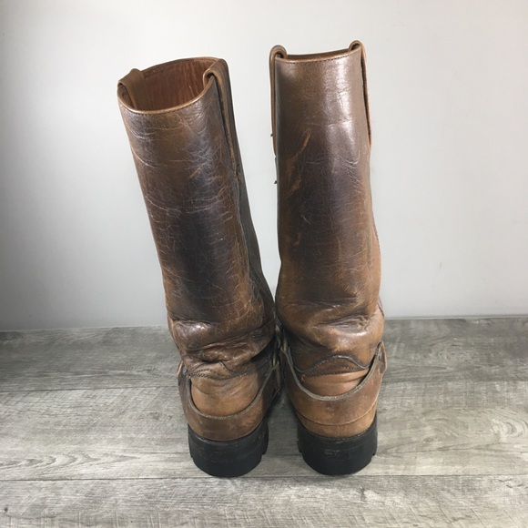 Frye Vintage Black Label Engineer Harness Motorcycle Leather Mens Moto Boots 8.5 - Picture 7 of 13